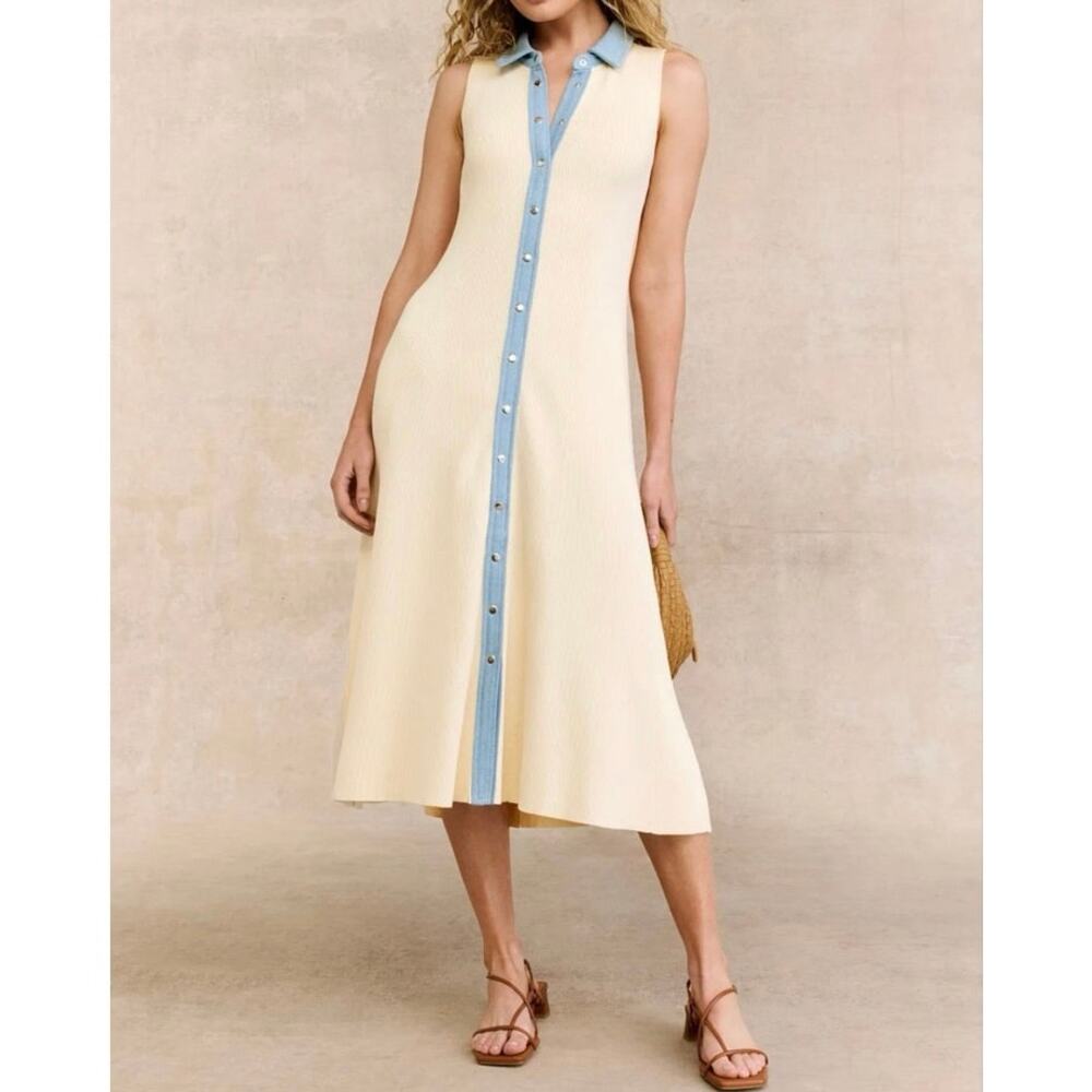 CeCe Denim Collar Placket Rib Dress size XS
